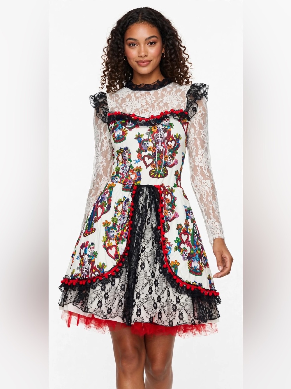 Party King Day of Dead Sugar Skull Dress Halloween Costume M/L Lace
